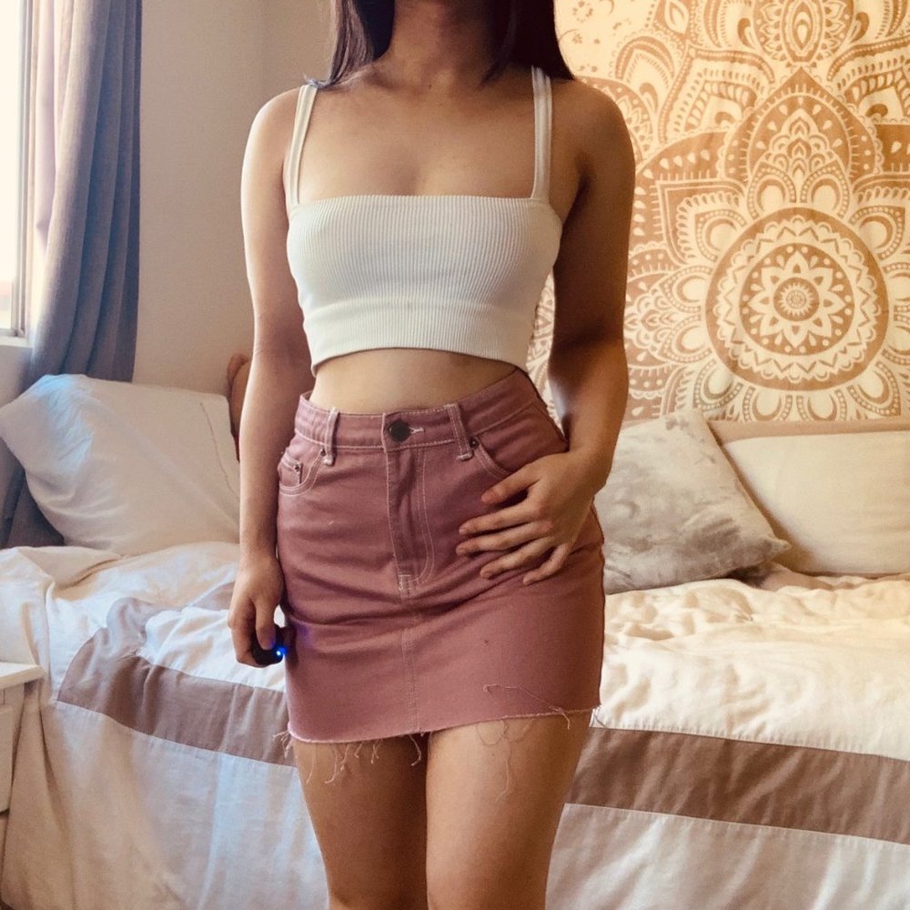 Perfect Dusty Rose Pink Denim Skirt